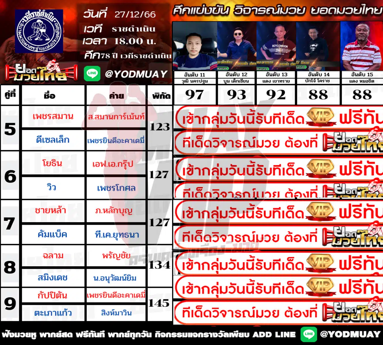มวย เด็ด วันนี้
