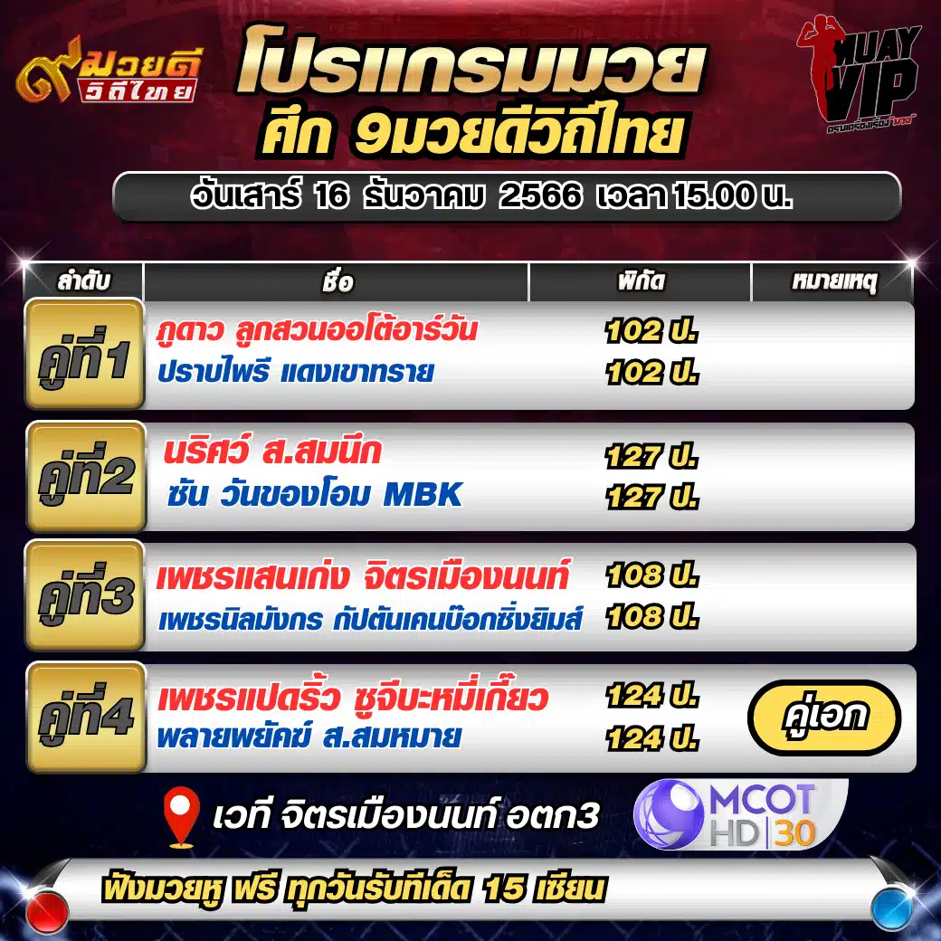 ศึกมวยวันเสาร์vip